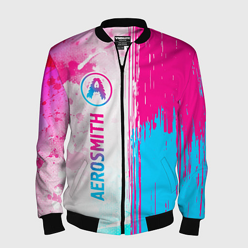 Мужской бомбер Aerosmith neon gradient style: по-вертикали / 3D-Черный – фото 1