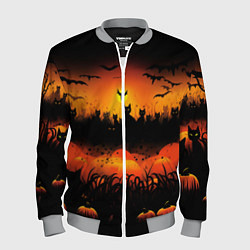 Мужской бомбер Кошки хэллоуина