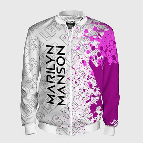 Мужской бомбер Marilyn Manson rock legends: по-вертикали / 3D-Белый – фото 1