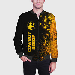 Бомбер мужской Cowboy Bebop - gold gradient: по-вертикали, цвет: 3D-черный — фото 2