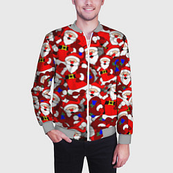 Бомбер мужской Новогодний паттерн с дедами морозами, цвет: 3D-меланж — фото 2
