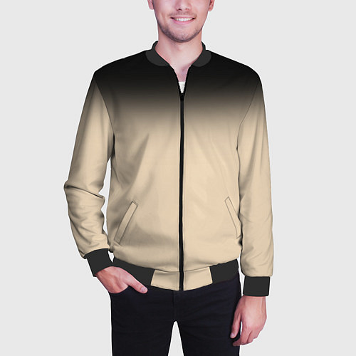 Мужской бомбер Градиент: от черного к телесному / 3D-Черный – фото 3