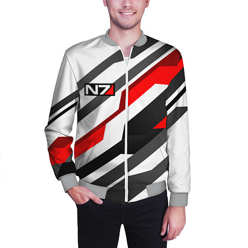 Мужской бомбер Mass effect - white uniform n7 / 3D-Меланж – фото 3