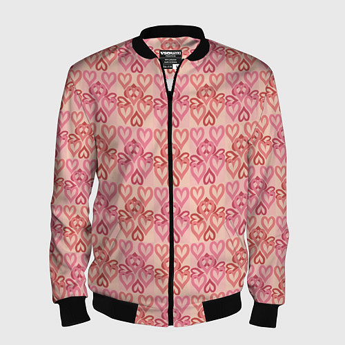 Мужской бомбер Уют сердец / 3D-Черный – фото 1