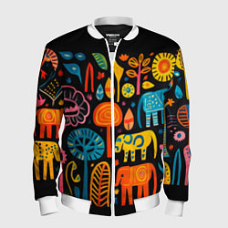 Мужской бомбер Африканский узор со слонами - нейросеть