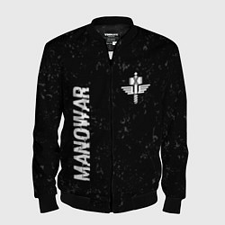 Мужской бомбер Manowar glitch на темном фоне вертикально