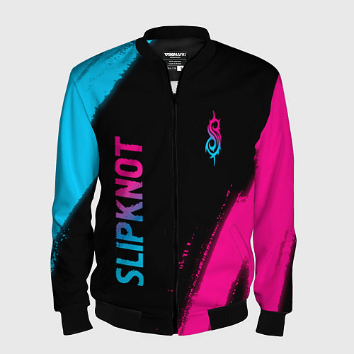 Мужской бомбер Slipknot - neon gradient вертикально / 3D-Черный – фото 1