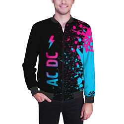 Бомбер мужской AC DC - neon gradient по-вертикали, цвет: 3D-черный — фото 2