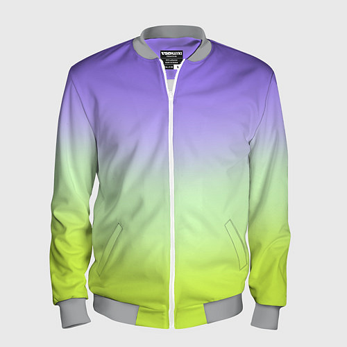 Мужской бомбер Фиолетовый мятный и желто-зеленый градиент / 3D-Меланж – фото 1