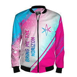 Бомбер мужской Bring Me the Horizon neon gradient style вертикаль, цвет: 3D-черный