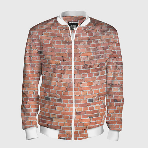 Мужской бомбер Кирпичная стена узор / 3D-Белый – фото 1