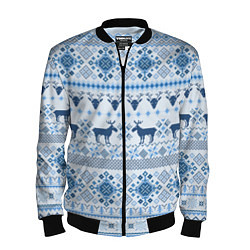 Мужской бомбер Blue sweater with reindeer
