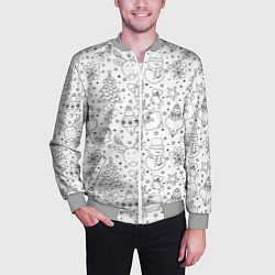 Бомбер мужской Черно-белый новогодний патерн, цвет: 3D-меланж — фото 2