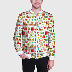 Бомбер мужской Новогодний патерн, цвет: 3D-белый — фото 2