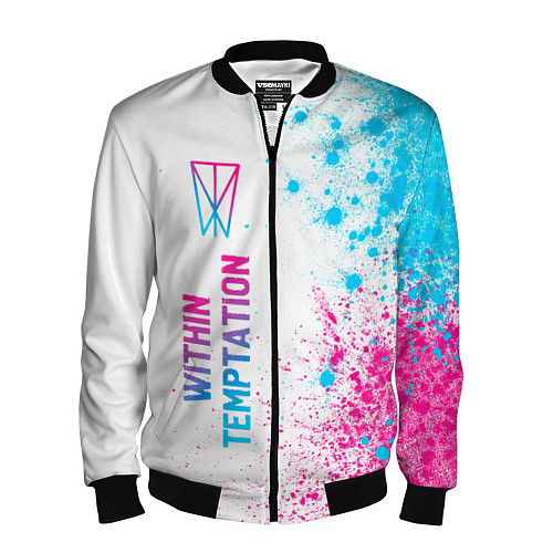 Мужской бомбер Within Temptation neon gradient style по-вертикали / 3D-Черный – фото 1