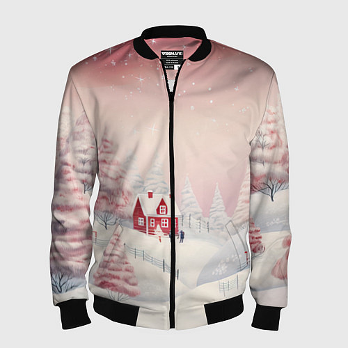 Мужской бомбер Снежное сияние ночи / 3D-Черный – фото 1