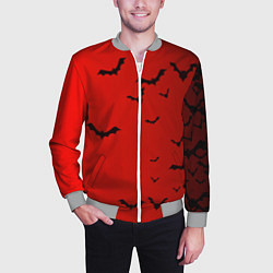 Бомбер мужской Летучие мыши на красном фоне, цвет: 3D-меланж — фото 2