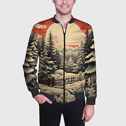 Бомбер мужской Блеск снежинок новогодний стиль, цвет: 3D-черный — фото 2