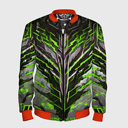 Бомбер мужской Киберпанк доспех зелёный, цвет: 3D-красный