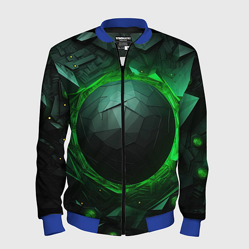 Мужской бомбер Абстрактная гармония зеленого / 3D-Синий – фото 1