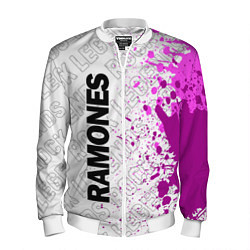 Бомбер мужской Ramones rock legends по-вертикали, цвет: 3D-белый