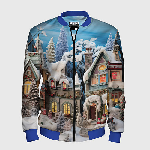 Мужской бомбер Северное сияние торжества / 3D-Синий – фото 1