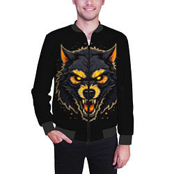 Бомбер мужской Волк чёрный хищник, цвет: 3D-черный — фото 2