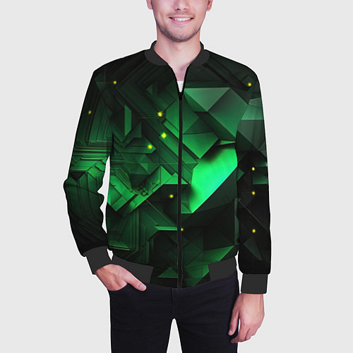 Мужской бомбер Визуальные иллюзии в геометрии / 3D-Черный – фото 3
