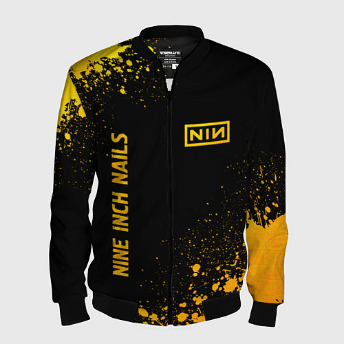 Мужской бомбер Nine Inch Nails - gold gradient вертикально / 3D-Черный – фото 1