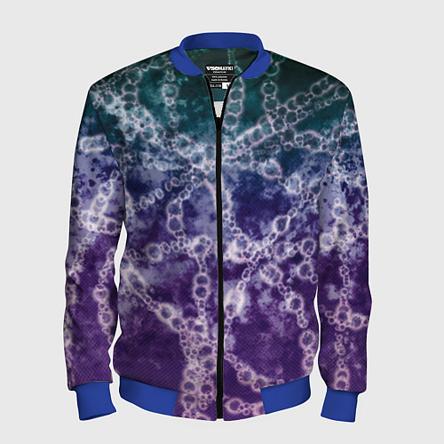 Мужской бомбер Абстракция - ДНК цепочка / 3D-Синий – фото 1