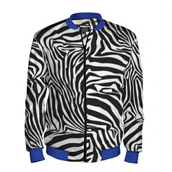 Бомбер мужской Шкура зебры черно - белая графика, цвет: 3D-синий