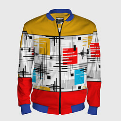 Мужской бомбер Узор красного горчичного цвета