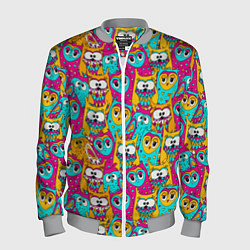 Мужской бомбер Разноцветные совы