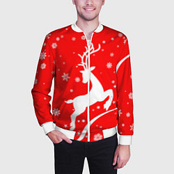 Бомбер мужской Christmas deer, цвет: 3D-белый — фото 2