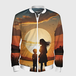 Мужской бомбер Мать и дитя на закате