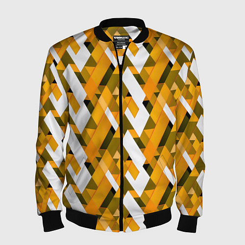 Мужской бомбер White and yellow shapes / 3D-Черный – фото 1