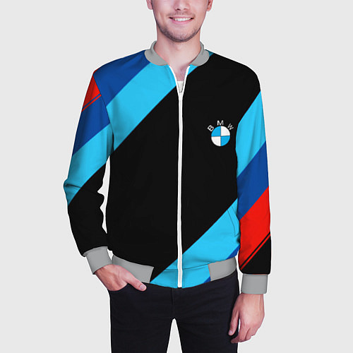 Мужской бомбер BMW line / 3D-Меланж – фото 3