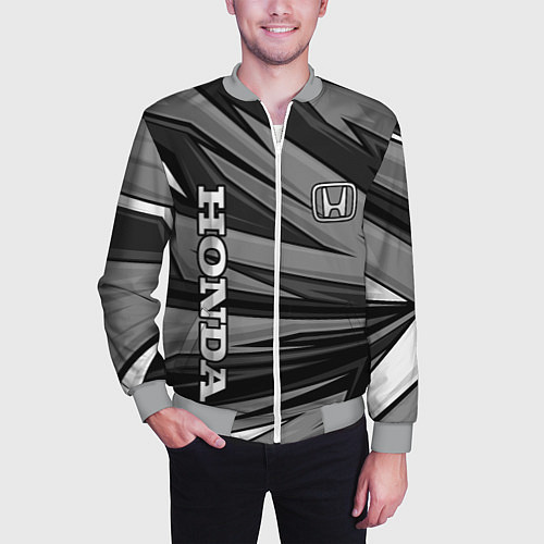 Мужской бомбер Honda - монохромный спортивный / 3D-Меланж – фото 3