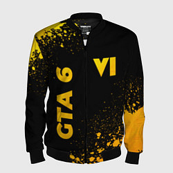 Бомбер мужской GTA 6 - gold gradient вертикально, цвет: 3D-черный