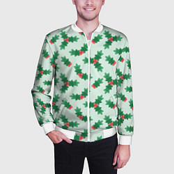 Бомбер мужской Рождественская омела, цвет: 3D-белый — фото 2
