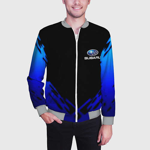 Мужской бомбер Subaru geomery / 3D-Меланж – фото 3
