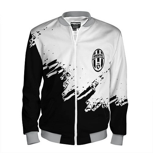 Мужской бомбер Juventus black sport texture / 3D-Меланж – фото 1