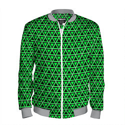 Бомбер мужской Зелёные и чёрные треугольники, цвет: 3D-меланж