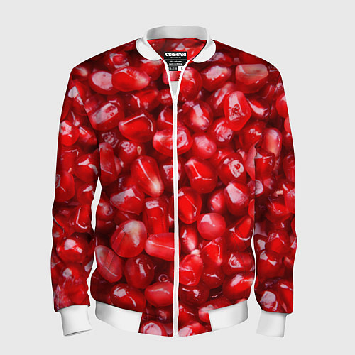 Мужской бомбер Спелые зёрна граната / 3D-Белый – фото 1