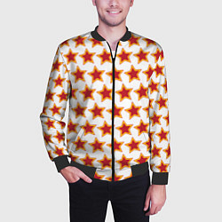 Бомбер мужской Красные звезды с контуром, цвет: 3D-черный — фото 2