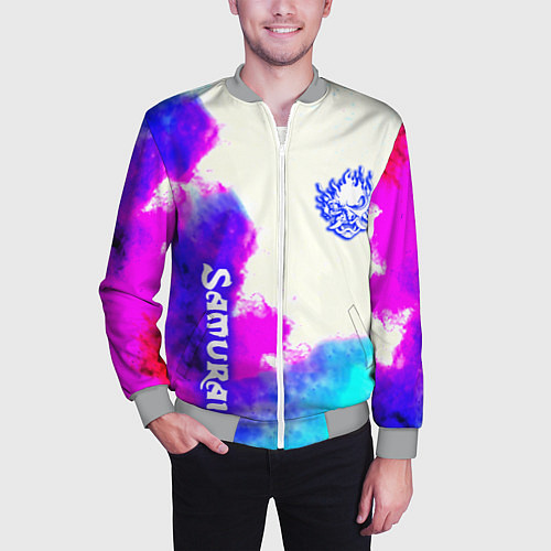 Мужской бомбер Samurai neon colors / 3D-Меланж – фото 3