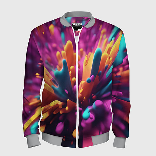 Мужской бомбер Яркий всплеск / 3D-Меланж – фото 1