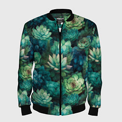 Мужской бомбер Суккуленты акварель- паттерн