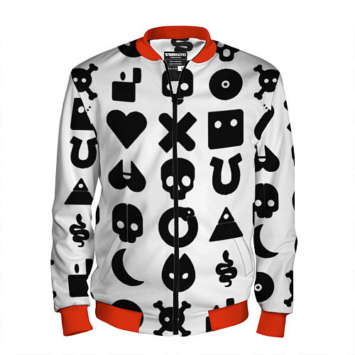 Мужской бомбер Love death robots pattern white / 3D-Красный – фото 1