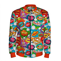 Бомбер мужской Bang Boom Ouch pop art pattern, цвет: 3D-красный